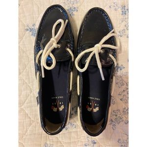 Cole Haan Nantucket Womens Loafer Navy Blue Patent Leather Boat Shoes Size 6 B